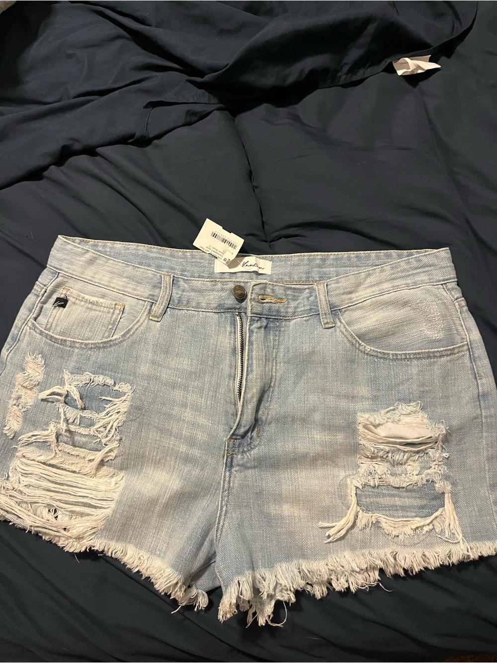 KanCan Light Blue Distressed Denim Shorts